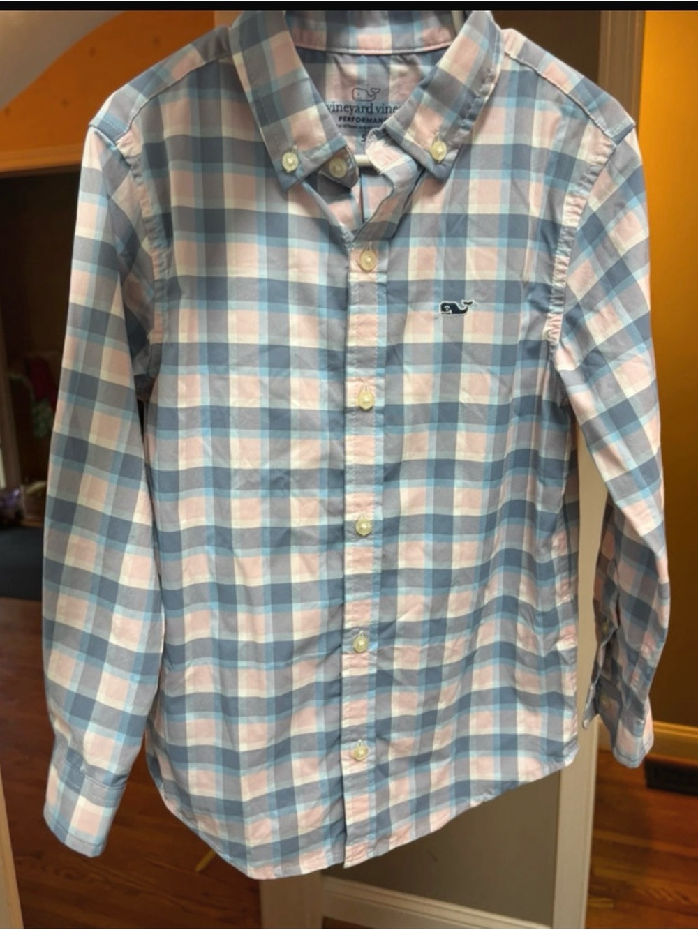 Vineyard Vines Blue and Pink Plaid Button-Down Shirt